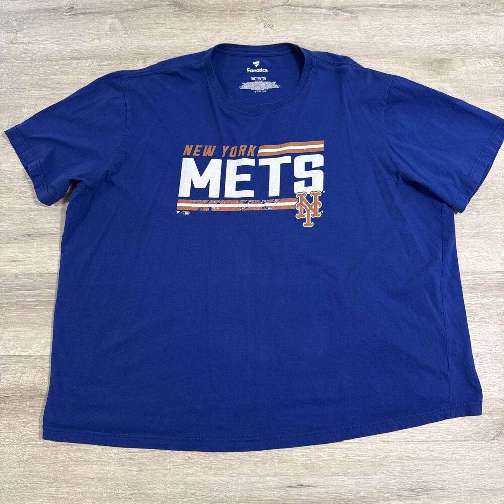New York Mets Shirt MLB Fanatics Menβs 3XB Blue Cotton Distressed Logo Big Tall